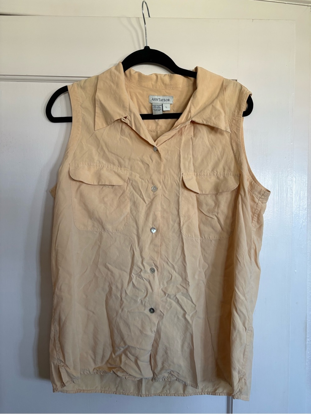 Ann Taylor butter yellow silk button up